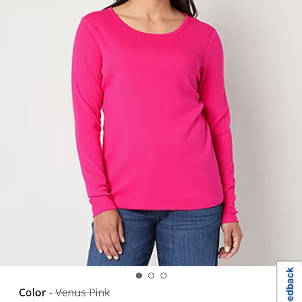 St. John's Bay Womens Crew Neck Long Sleeve T-Shirt Size Large